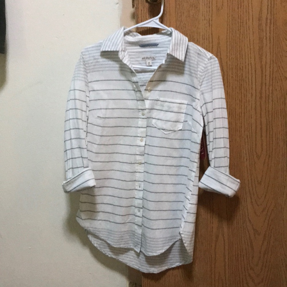 White and gray striped button-down